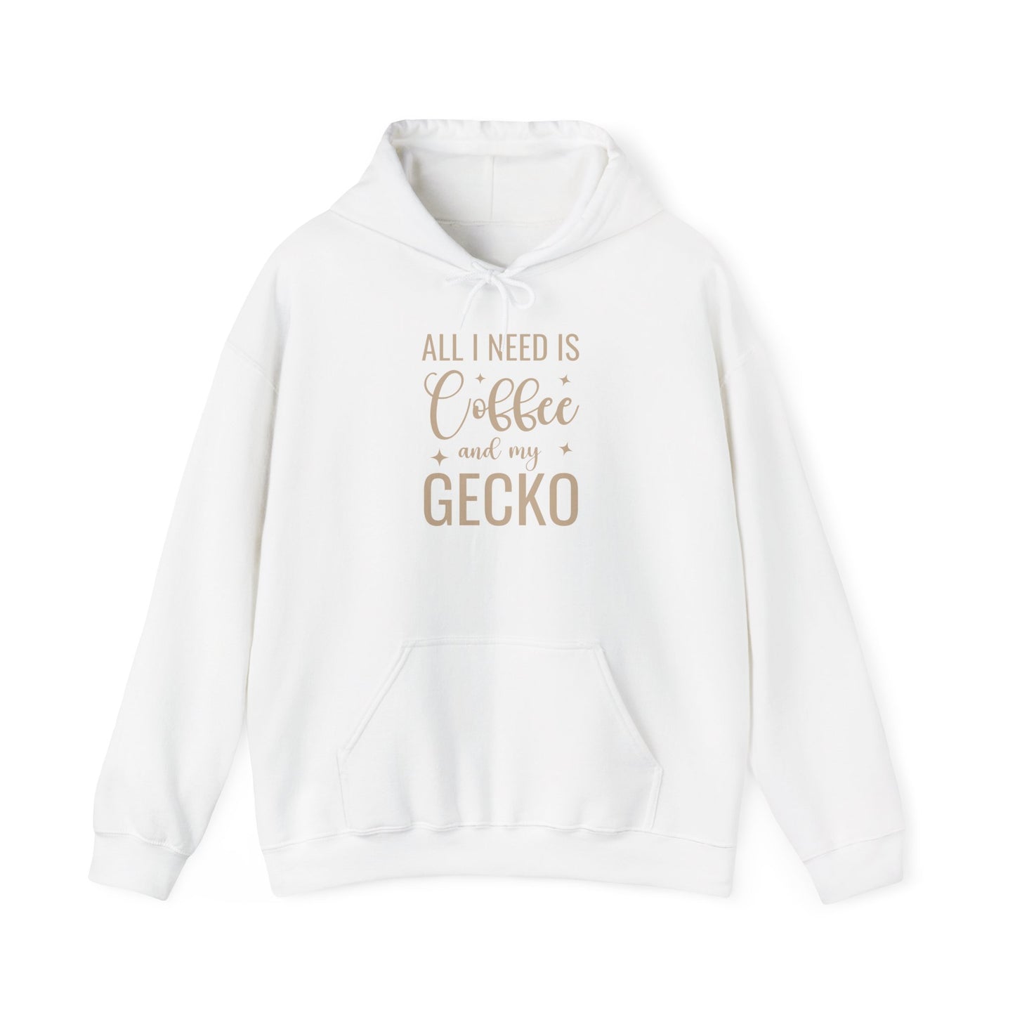 "Coffee and My Gecko" Unisex Hooded Sweatshirt with Bold Print - Great for Reptile Lovers