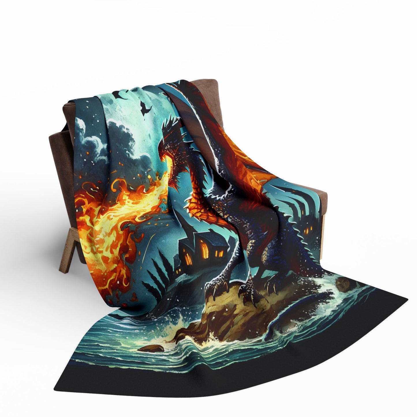 Fire-Breathing Dragon Cozy Arctic Fleece Blanket | Perfect for Home Decor, Gifting, and Cozy Nights - Snuggle up with a Dragon