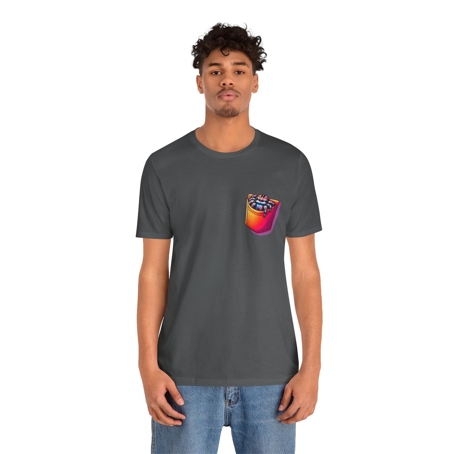 "Pocket Spider" Print Unisex Jersey Tee - Casual Everyday Wear - Great for Reptile Lovers