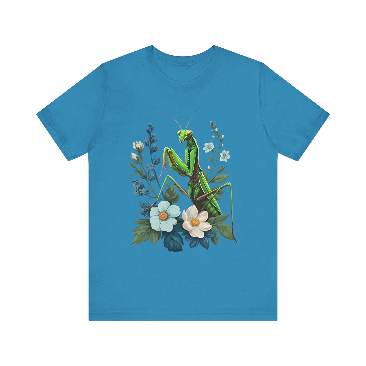 Mantis in the Flowers Unisex Jersey Tee - Casual Everyday Wear - Great for Insect Lovers