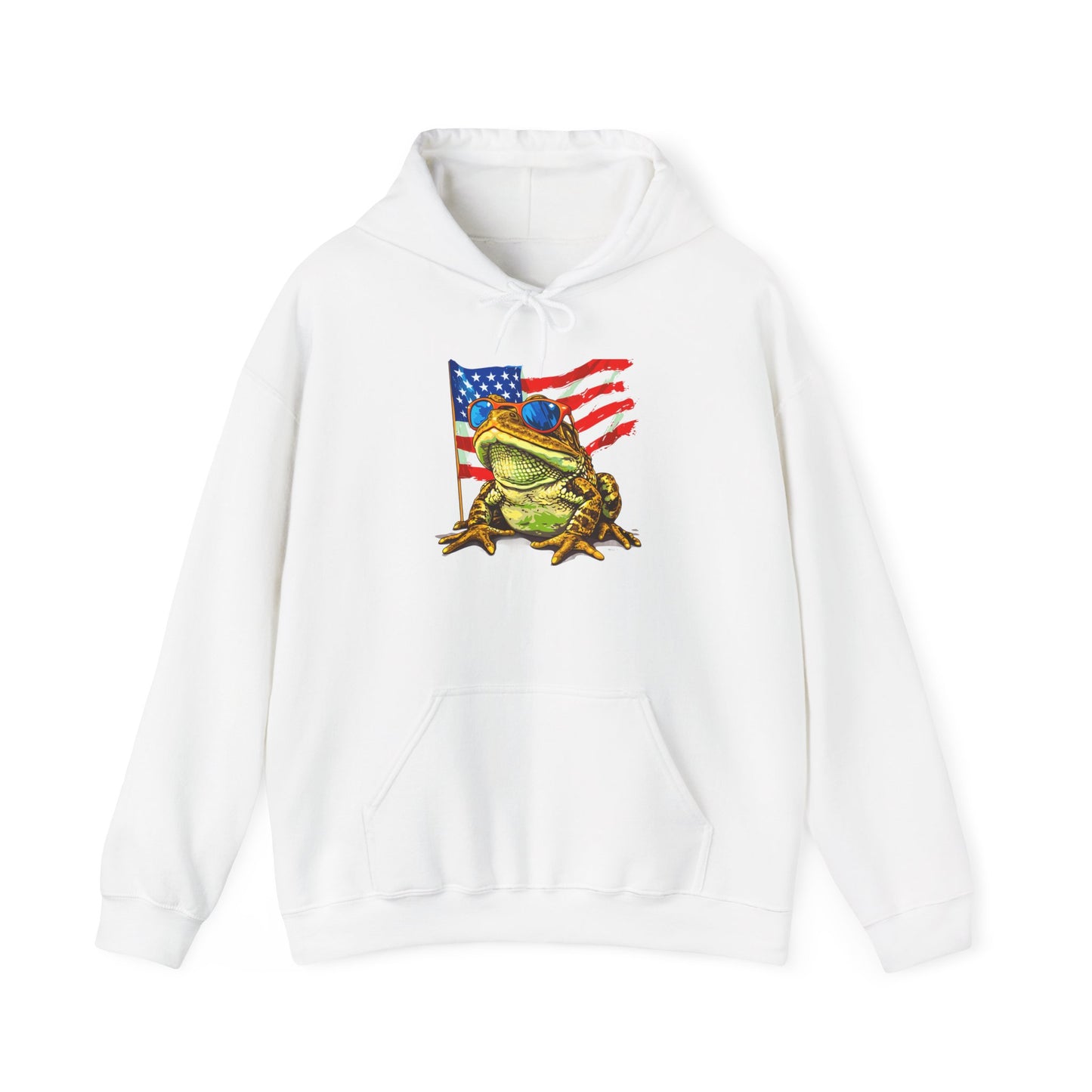 Flag Frog Cozy Unisex Hooded Sweatshirt with Bold Print - Great for Reptile Lovers