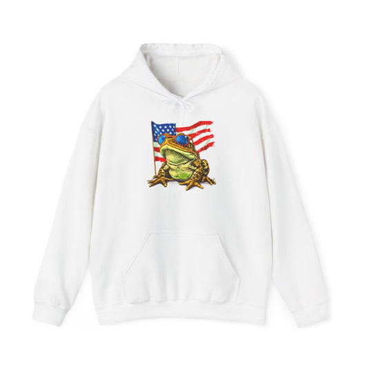 Flag Frog Cozy Unisex Hooded Sweatshirt with Bold Print - Great for Reptile Lovers