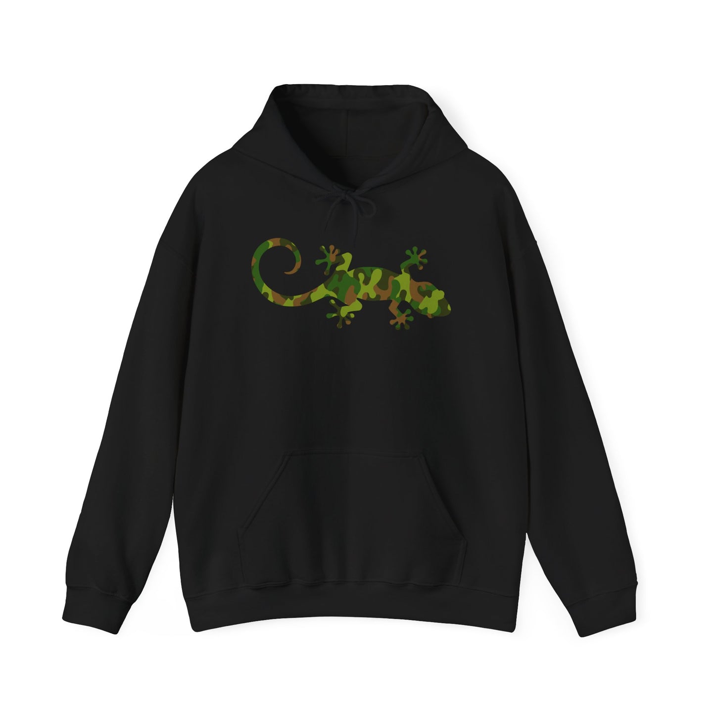 Camo Gecko Unisex Hooded Sweatshirt with Bold Print - Great for Reptile Lovers