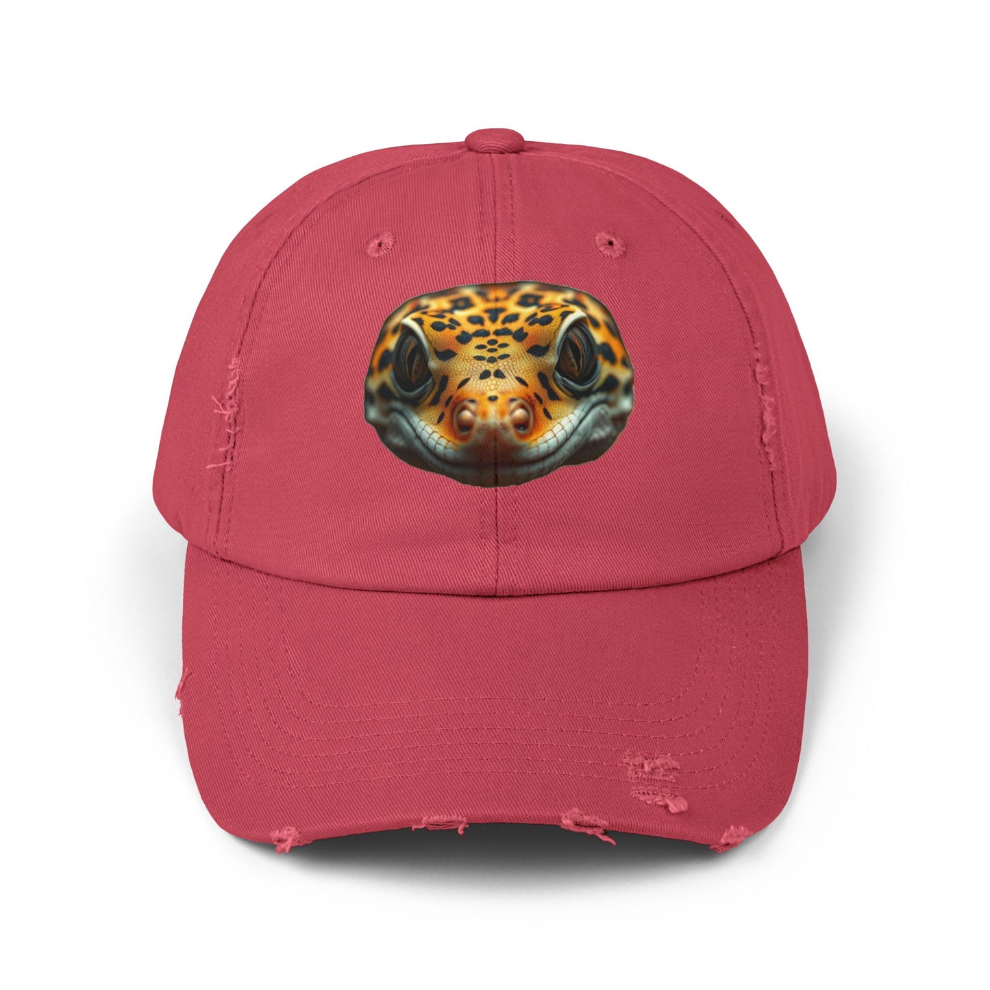 Leopard Gecko Unisex Distressed Cap - Casual Streetwear Hat for Everyday Use - Great for Reptile Lovers