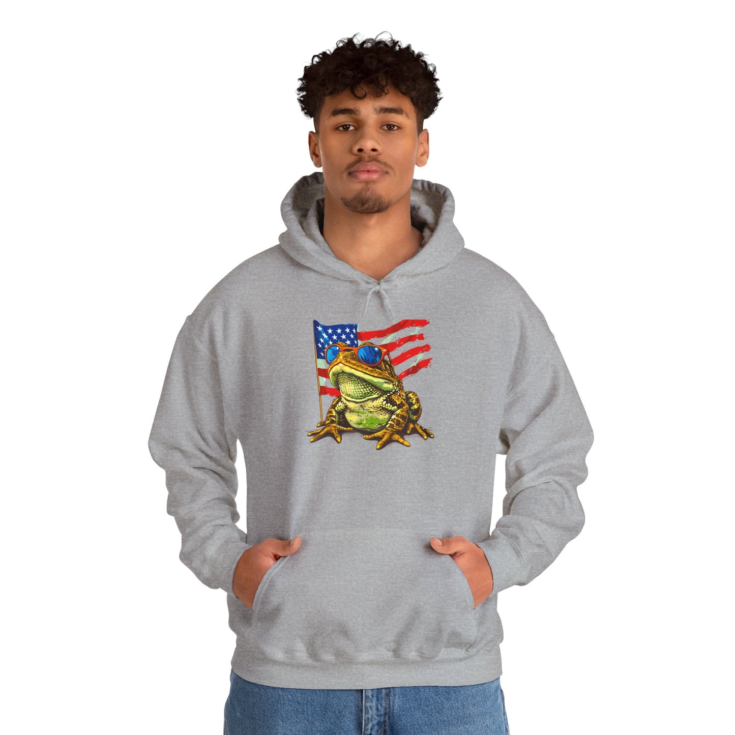 Flag Frog Cozy Unisex Hooded Sweatshirt with Bold Print - Great for Reptile Lovers
