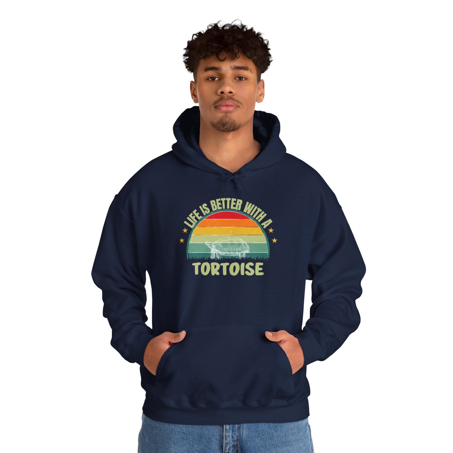 "Life is Better with a Tortoise" Unisex Hooded Sweatshirt with Bold Print - Great for Reptile Lovers