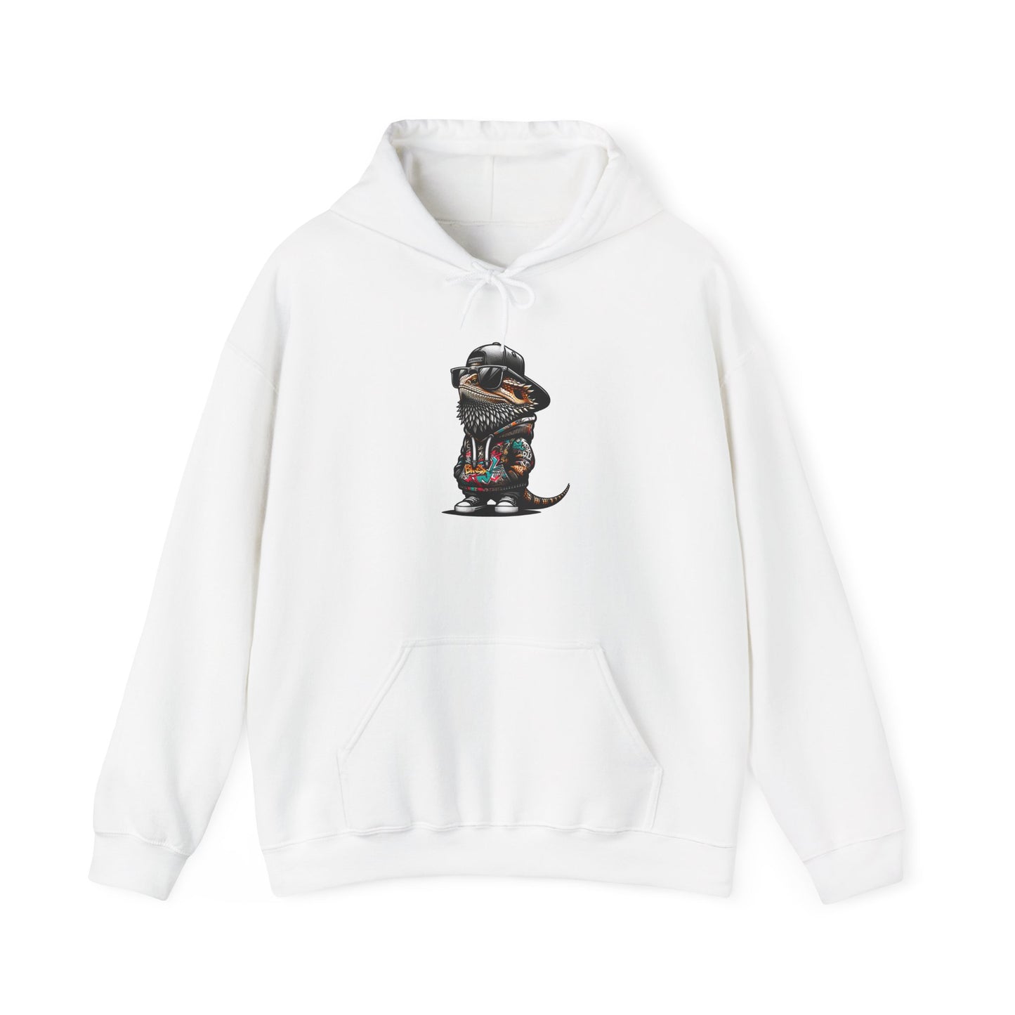 Hip Hop Beardie Unisex Hooded Sweatshirt with Bold Print - Great for Reptile Lovers