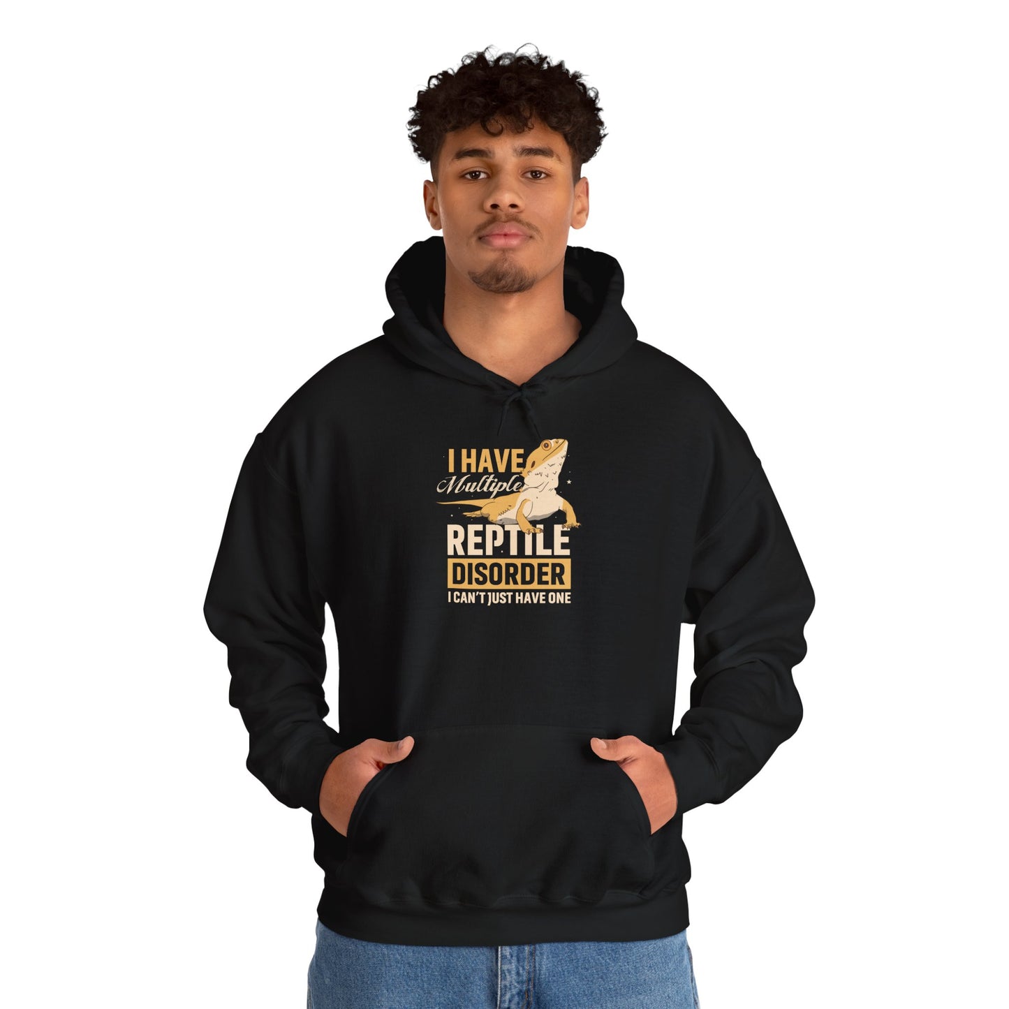 "Multiple Reptile Disorder" Unisex Hooded Sweatshirt with Bold Print - Great for Reptile Lovers