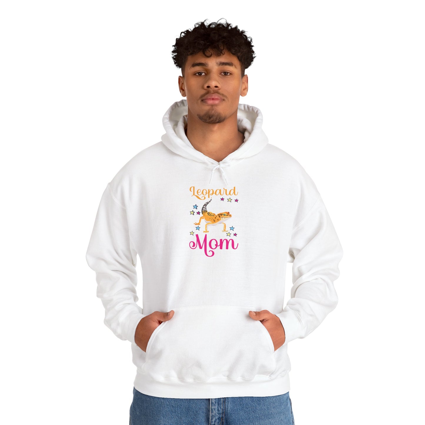 "Leopard Mom" Unisex Hooded Sweatshirt with Bold Print - Great for Reptile Lovers