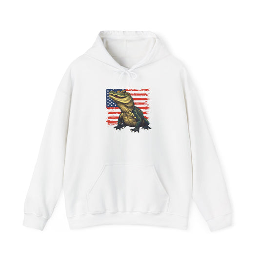 Flag Gator Cozy Unisex Hooded Sweatshirt with Bold Print - Great for Reptile Lovers