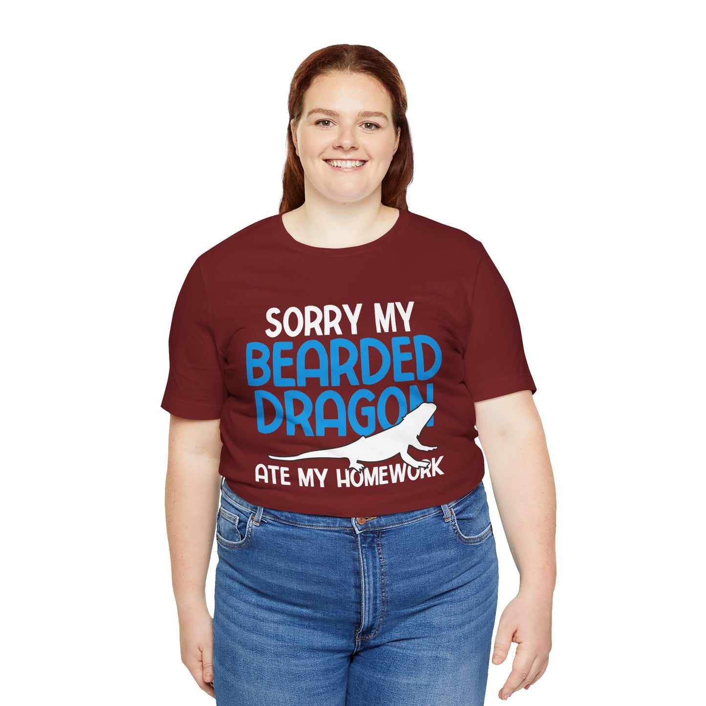 "Bearded Dragon Ate My Homework" Unisex Jersey Tee - Casual Everyday Wear - Great for Reptile Lovers