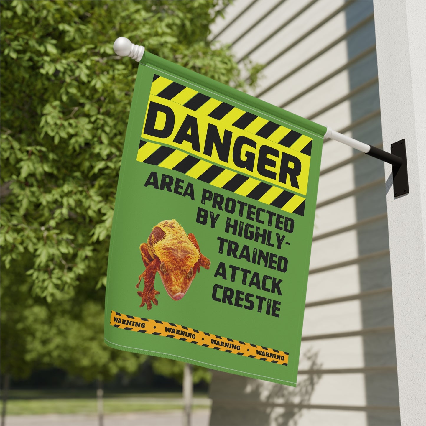 Crested Gecko Danger Garden House Banner - Customizable Outdoor Decor to Showcase Your Love of Reptiles