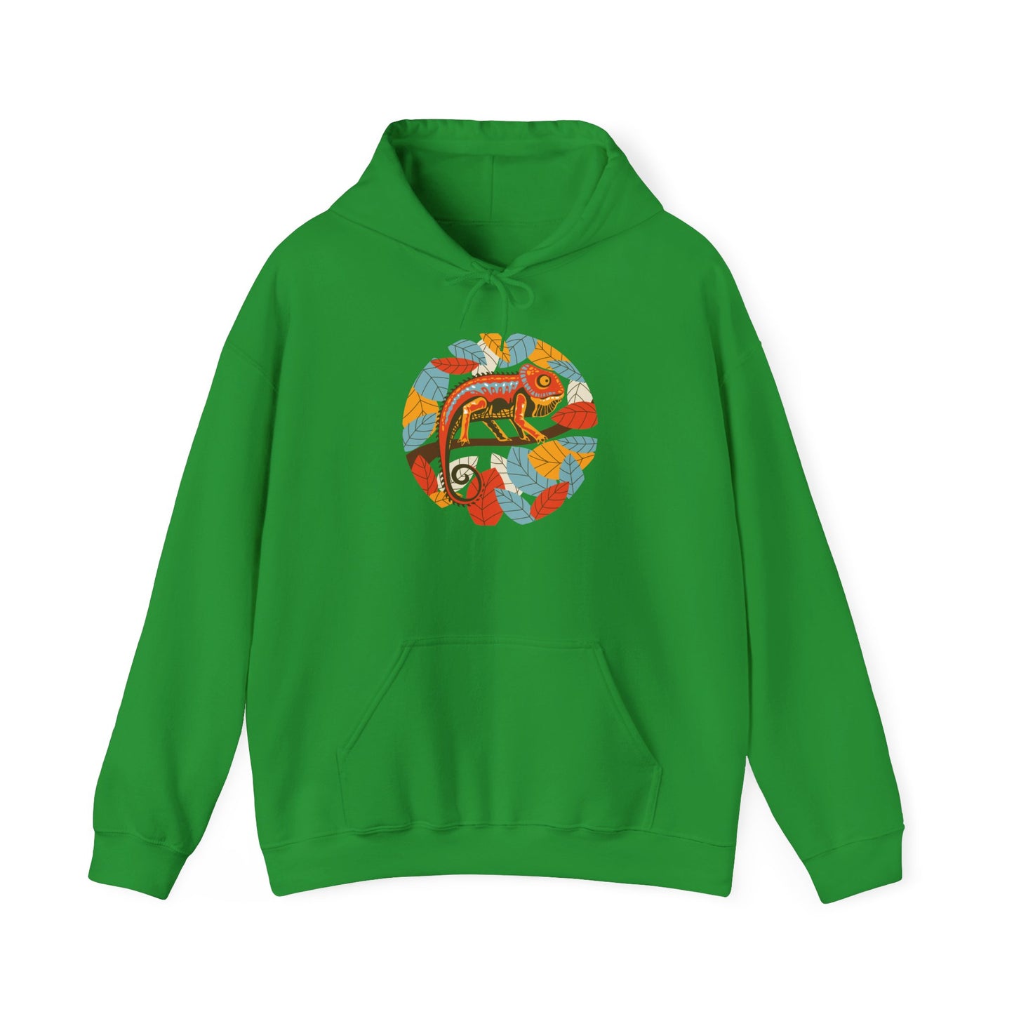 Colorful Chameleon Unisex Hooded Sweatshirt with Bold Print - Great for Reptile Lovers