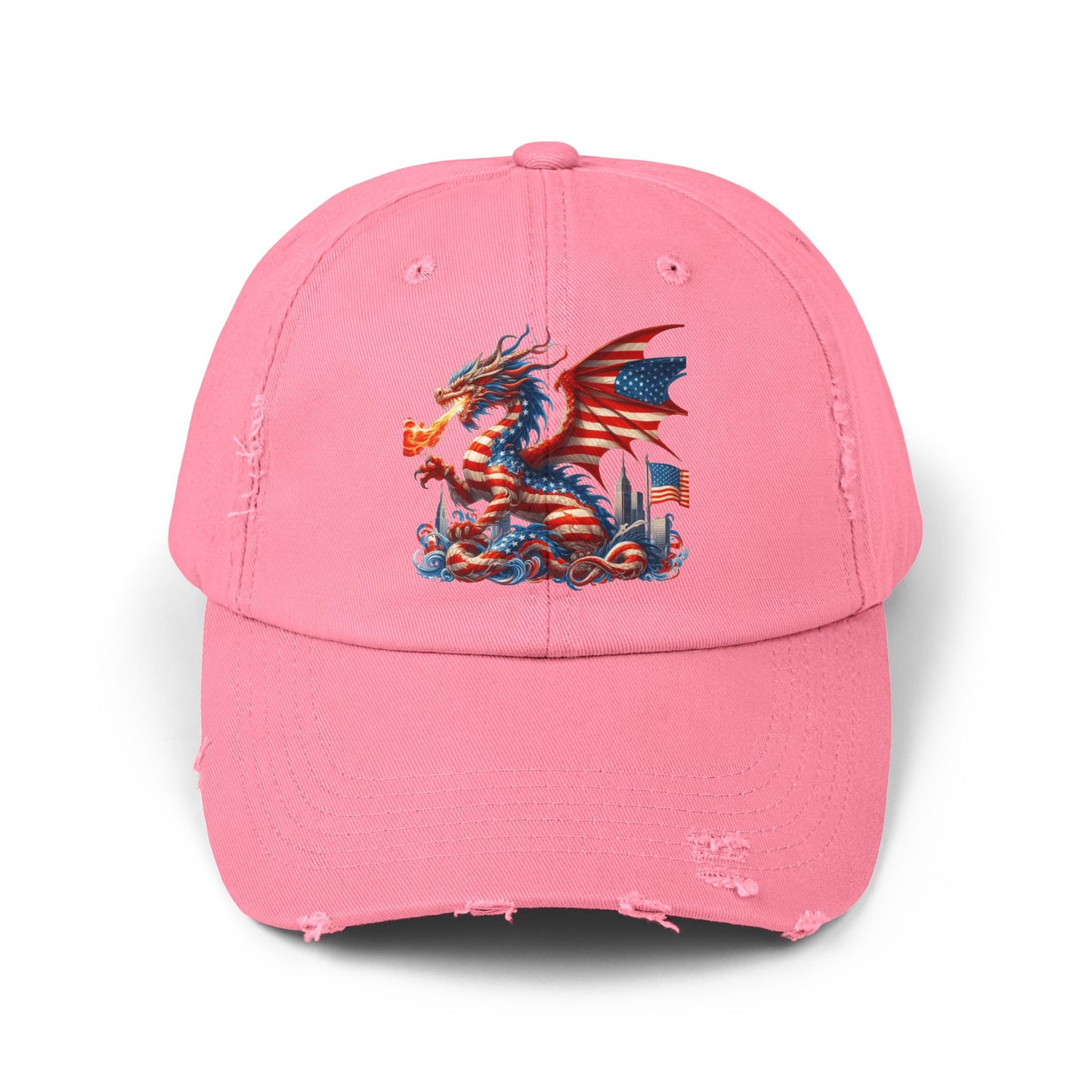 Dragon Flag Unisex Distressed Cap - Casual Streetwear Hat for Everyday Use - Great for Reptile Lovers
