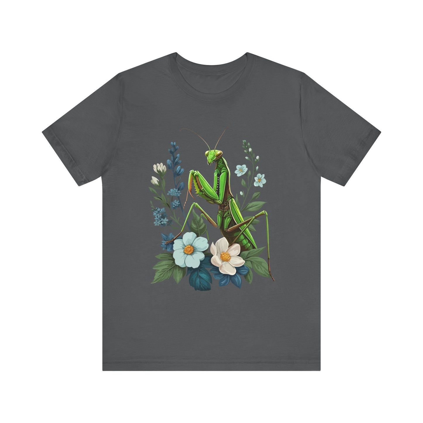 Mantis in the Flowers Unisex Jersey Tee - Casual Everyday Wear - Great for Insect Lovers