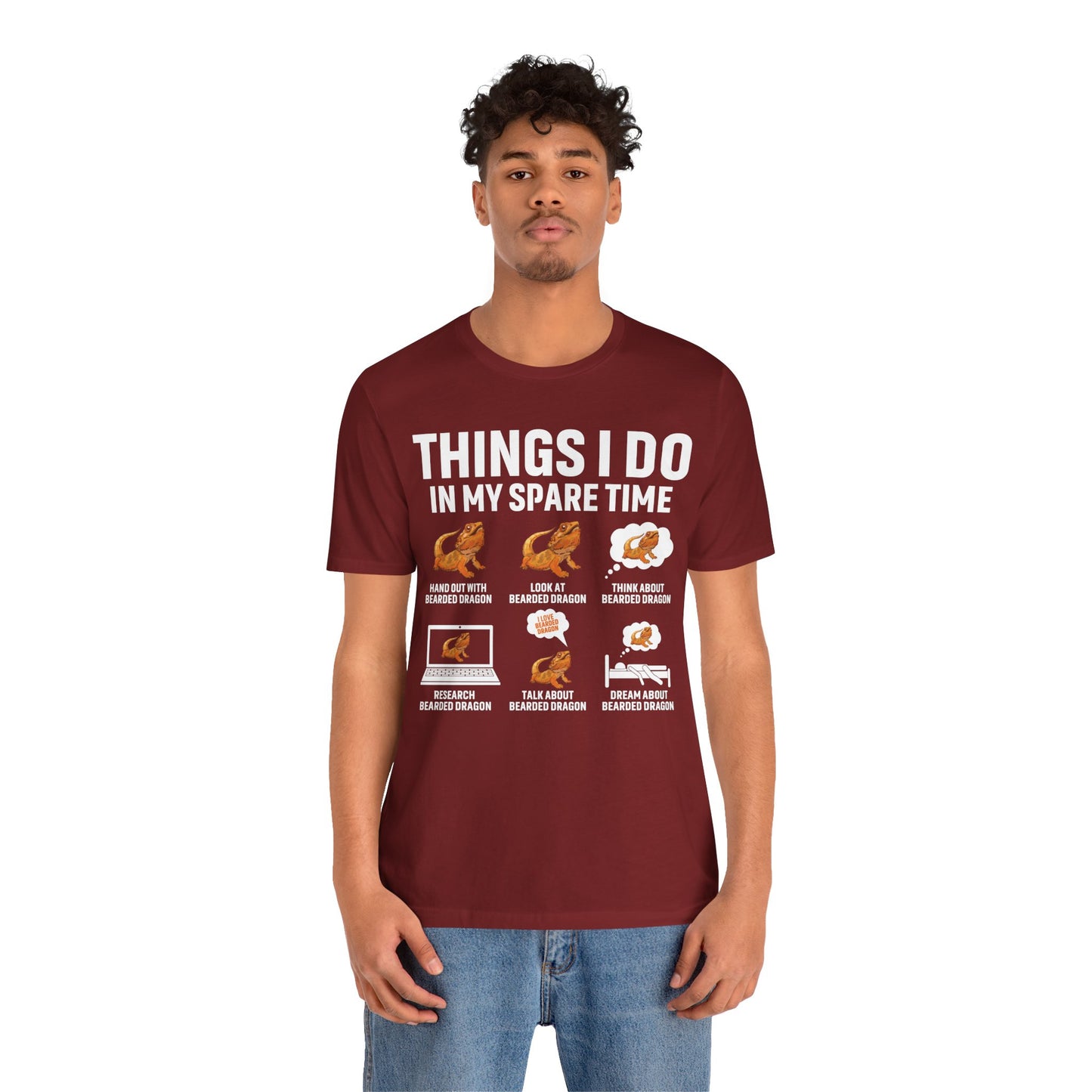 "Things I Do in My Spare Time..Beardie" Unisex Jersey Tee - Casual Everyday Wear - Great for Reptile Lovers