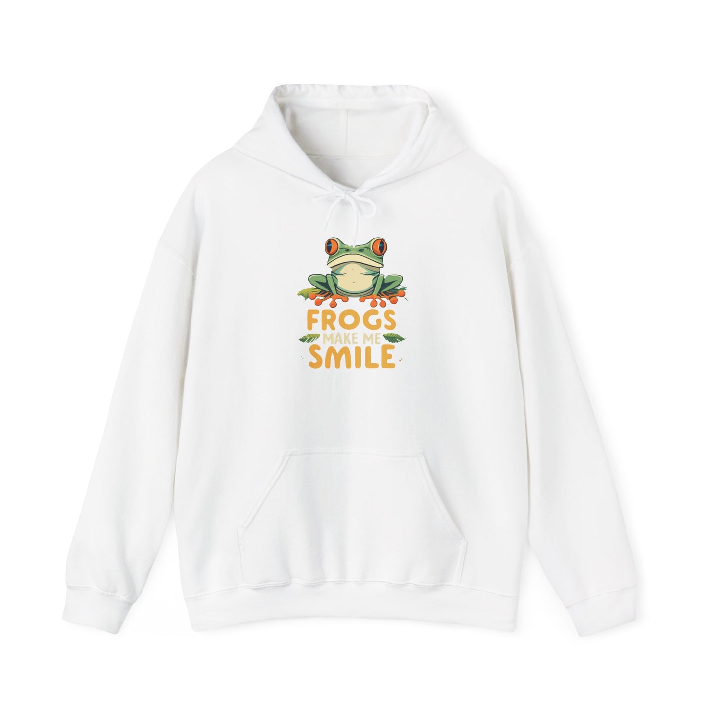 "Frogs Make Me Smile" Unisex Hooded Sweatshirt with Bold Print - Great for Reptile Lovers