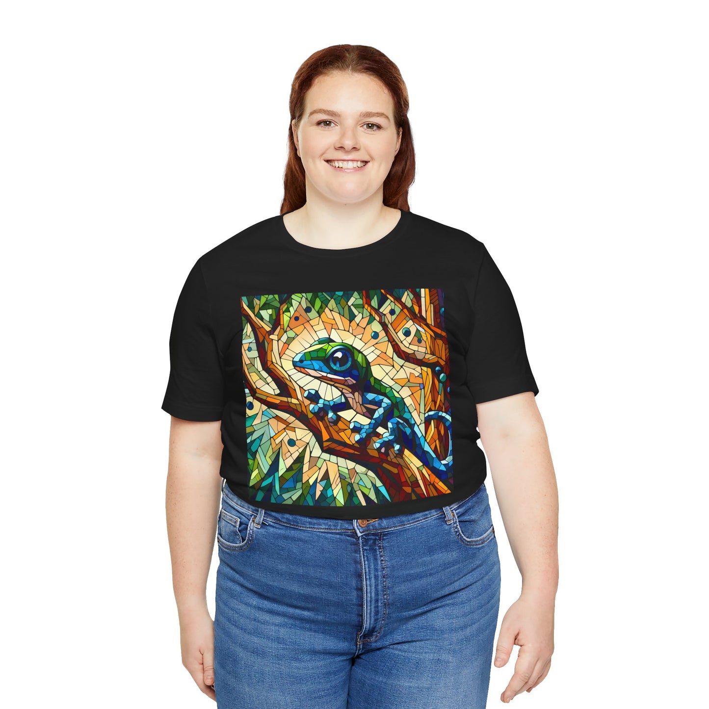 Stained Glass Lizard Unisex Jersey Tee - Casual Everyday Wear - Great for Reptile Lovers