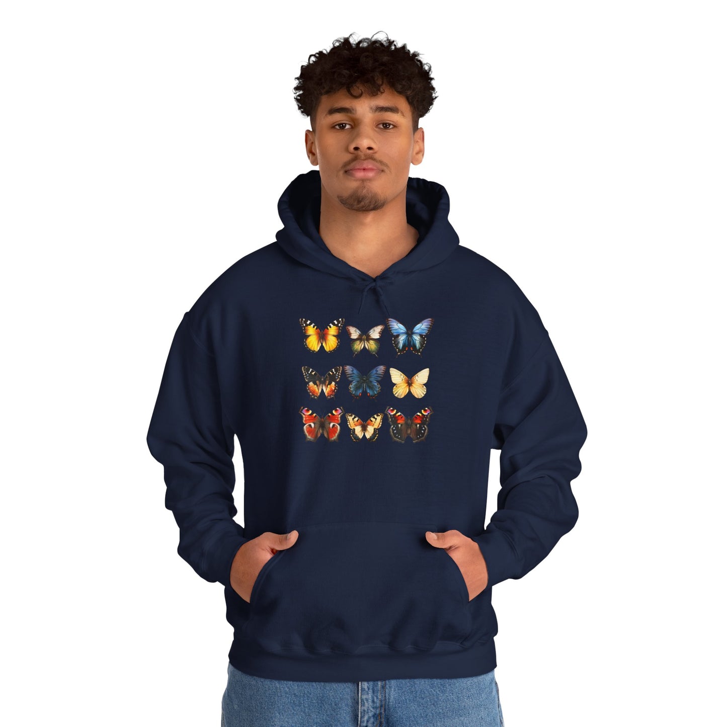 Butterflies Cozy Unisex Hooded Sweatshirt with Bold Print - Great for Insect Lovers