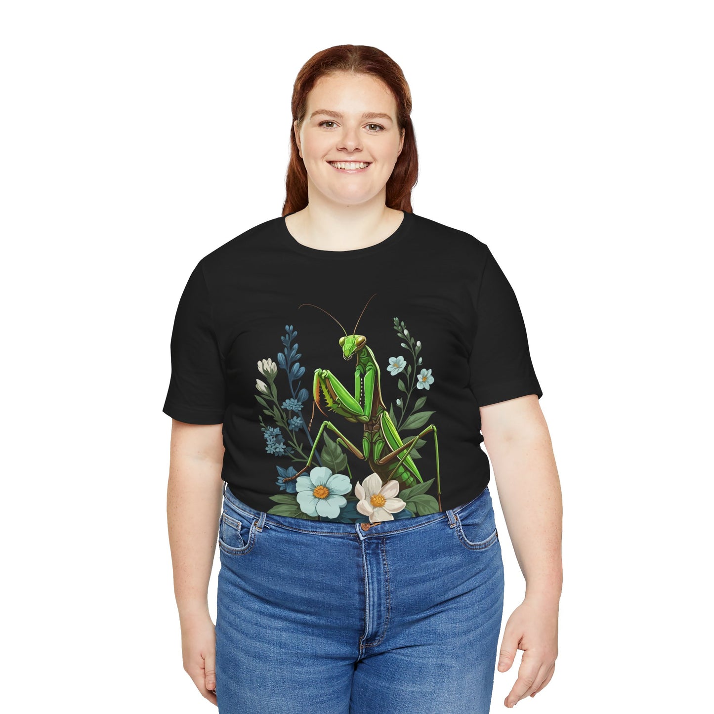 Mantis in the Flowers Unisex Jersey Tee - Casual Everyday Wear - Great for Insect Lovers