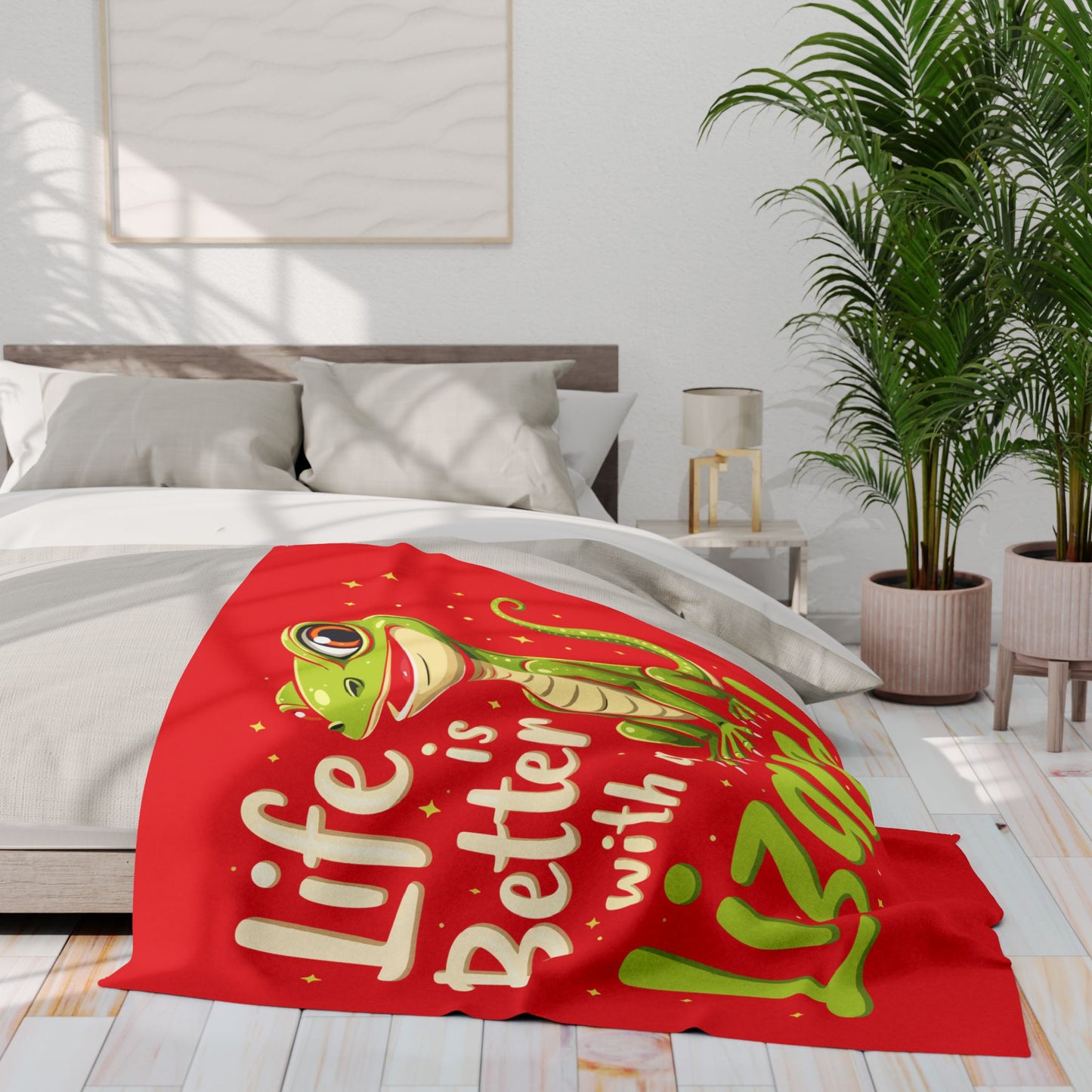 "Life is Better with a Lizard" Cozy Arctic Fleece Blanket | Perfect for Home Decor, Gifting, and Cozy Nights - Snuggle up with a Reptile