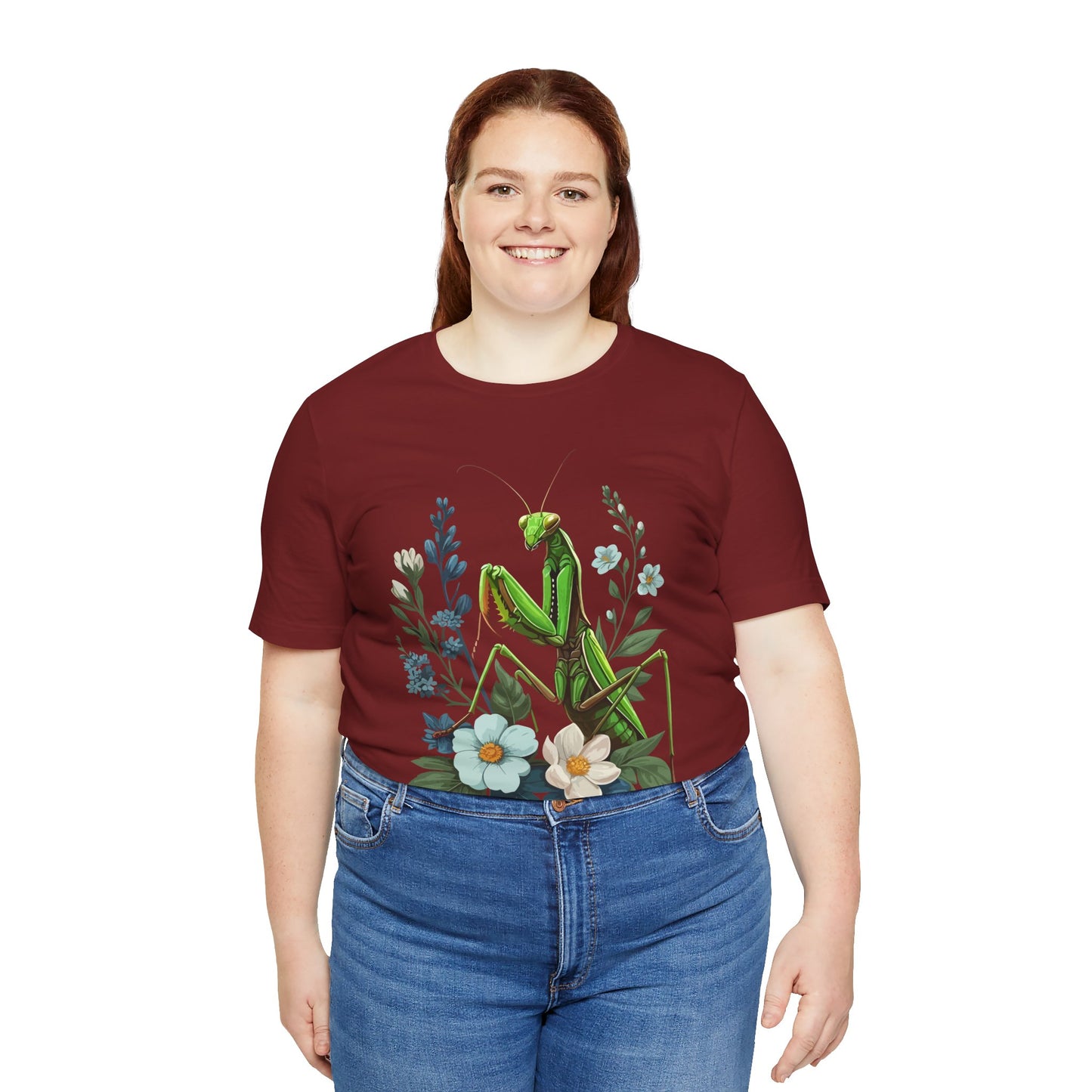 Mantis in the Flowers Unisex Jersey Tee - Casual Everyday Wear - Great for Insect Lovers