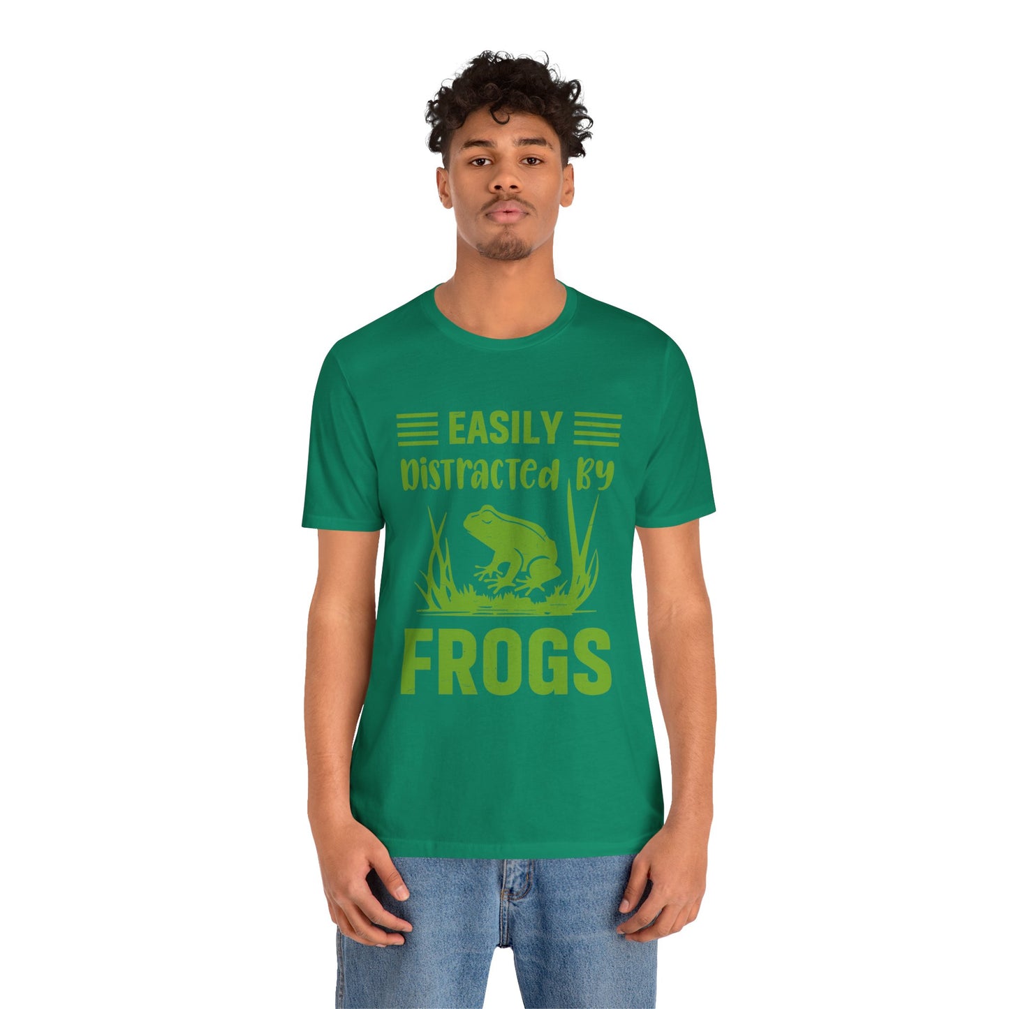 "Easily Distracted by Frogs" Print Unisex Jersey Tee - Casual Everyday Wear - Great for Reptile Lovers