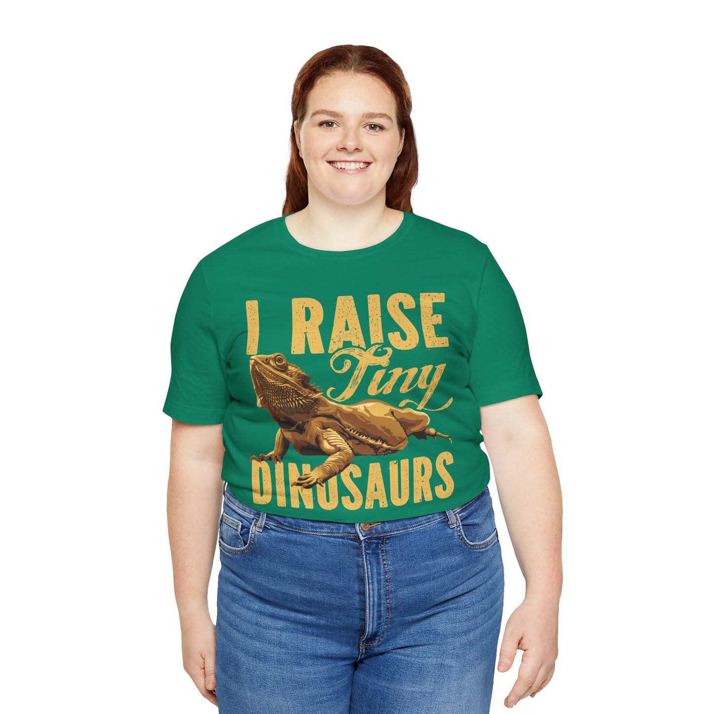 "I Raise Tiny Dinosaurs" Bearded Dragon Print Unisex Jersey Tee - Casual Everyday Wear - Great for Reptile Lovers