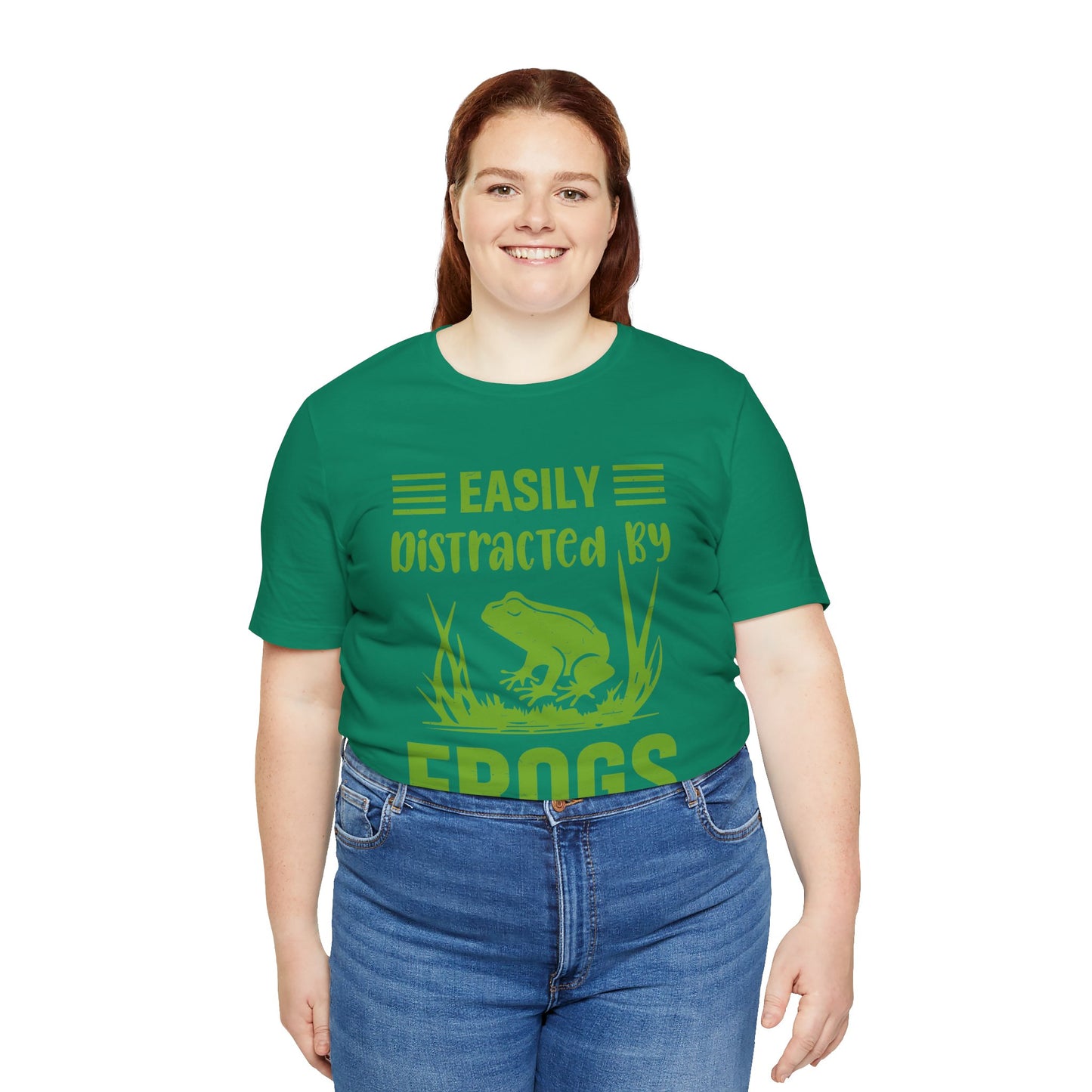 "Easily Distracted by Frogs" Print Unisex Jersey Tee - Casual Everyday Wear - Great for Reptile Lovers