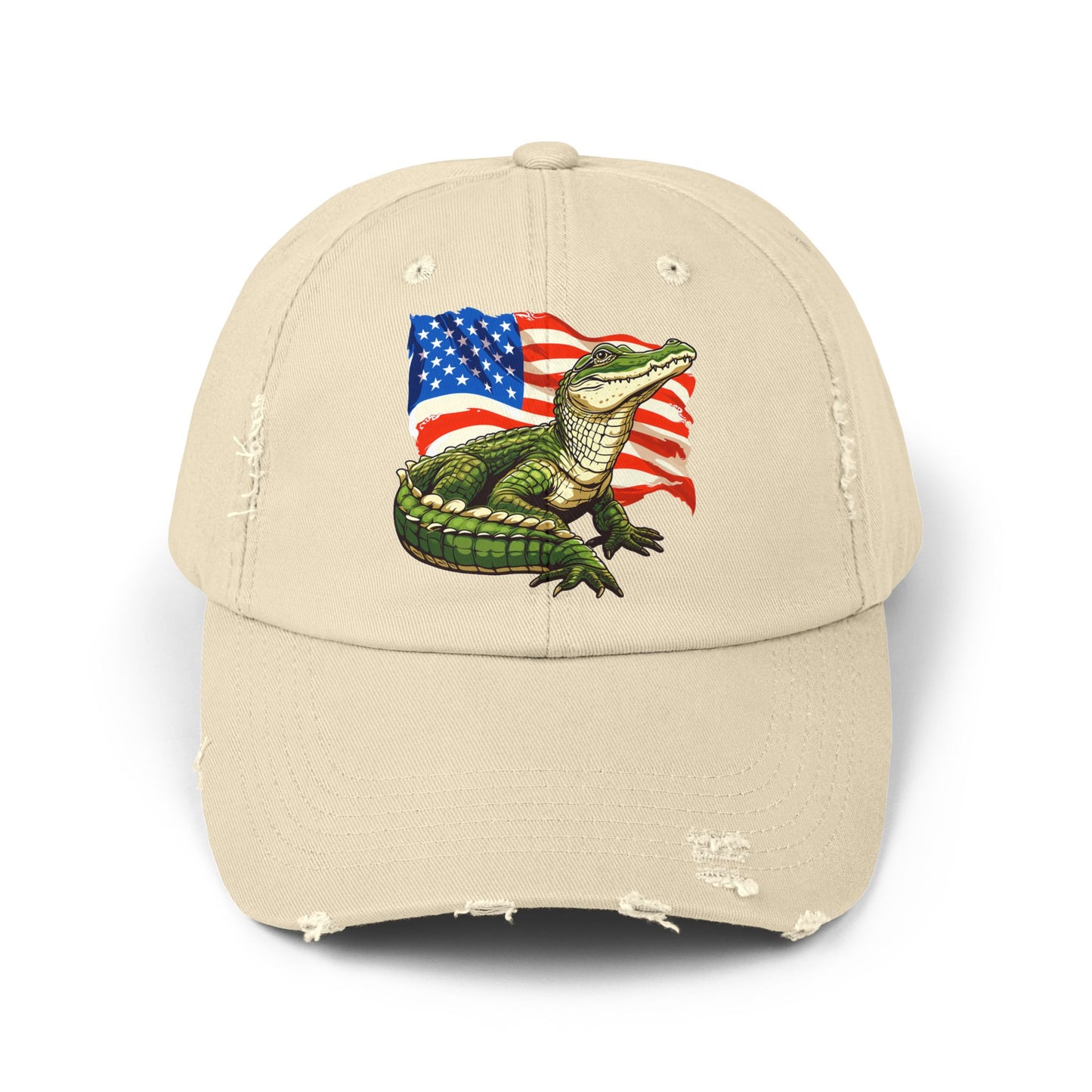 Gator Flag Unisex Distressed Cap - Casual Streetwear Hat for Everyday Use - Great for Reptile Lovers