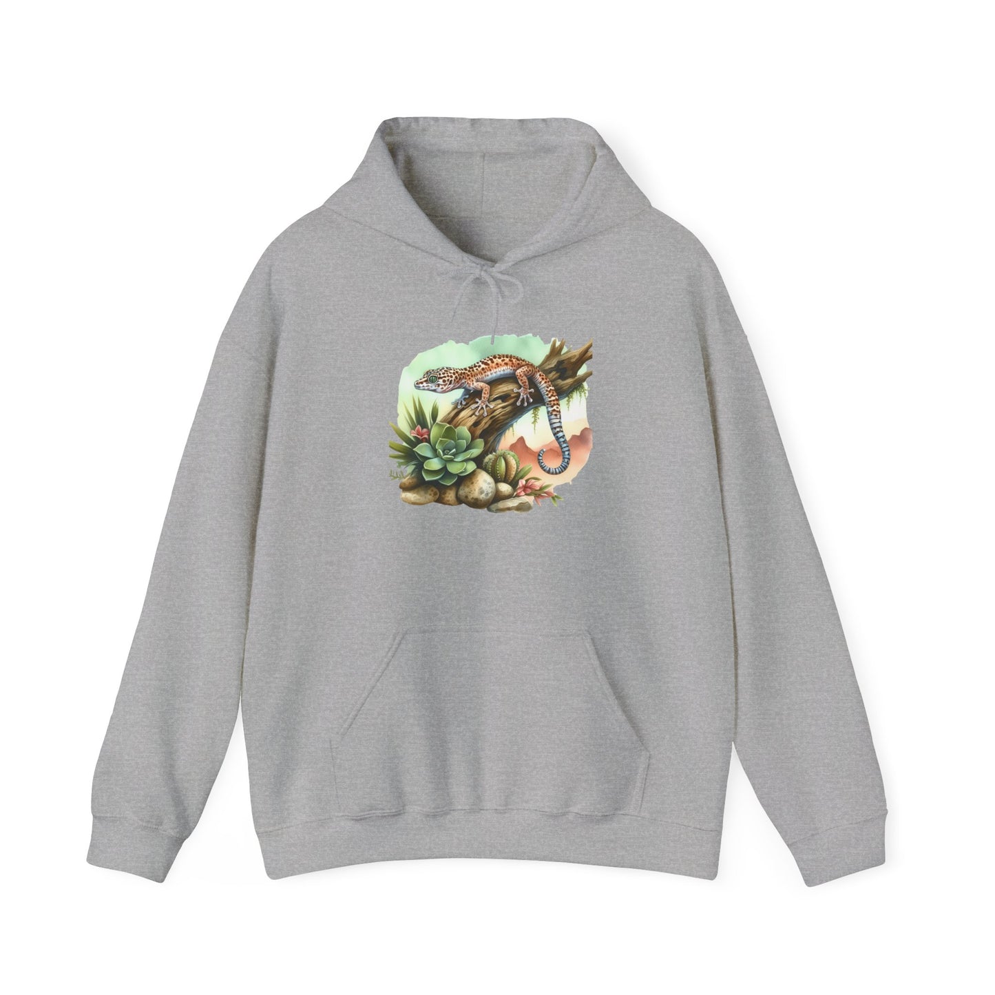 Gecko in a Tree Unisex Hooded Sweatshirt with Bold Print - Great for Reptile Lovers