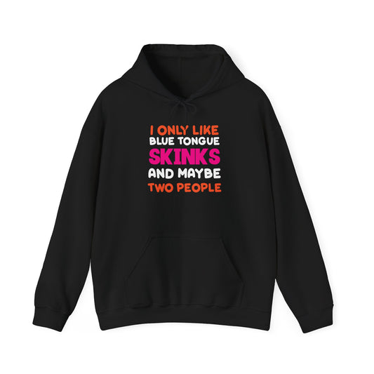 "Blue Tongue Skinks and Maybe 2 People" Unisex Hooded Sweatshirt with Bold Print - Great for Reptile Lovers