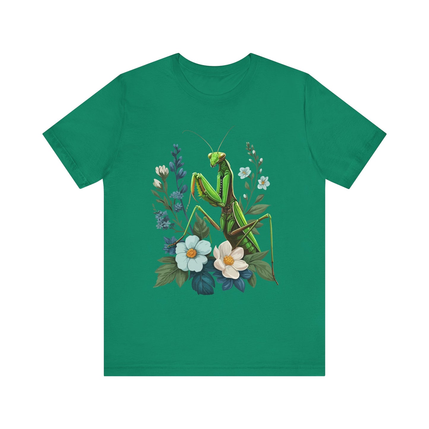 Mantis in the Flowers Unisex Jersey Tee - Casual Everyday Wear - Great for Insect Lovers
