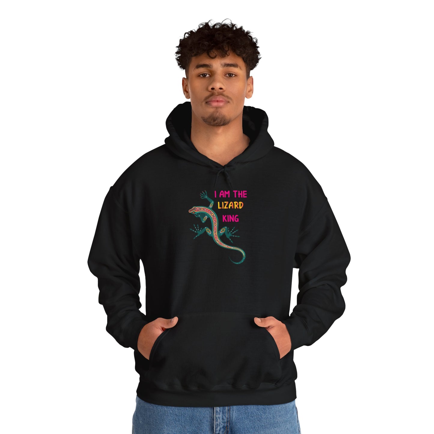 "I Am The Lizard King" Unisex Hooded Sweatshirt with Bold Print - Great for Reptile Lovers