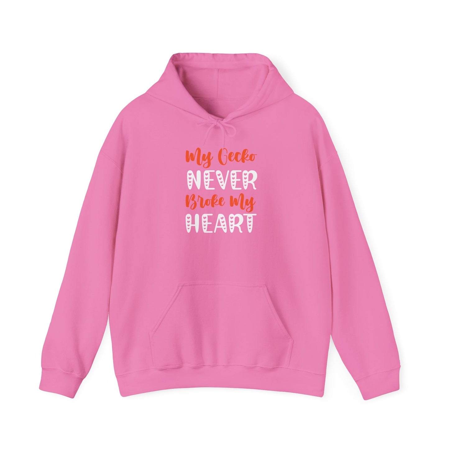 "My Gecko Never Broke My Heart" Unisex Hooded Sweatshirt with Bold Print - Great for Reptile Lovers