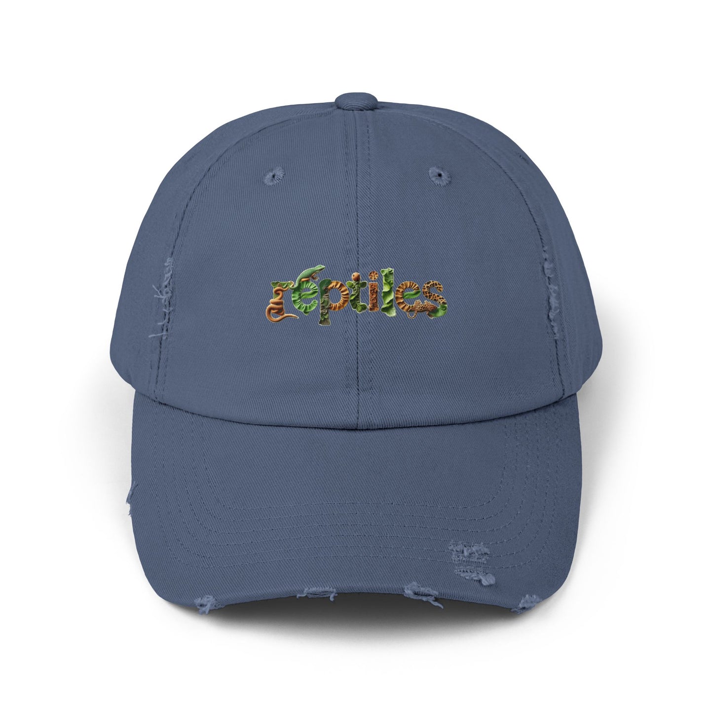 Reptiles Lettering Unisex Distressed Cap - Casual Streetwear Hat for Everyday Use - Great for Reptile Lovers