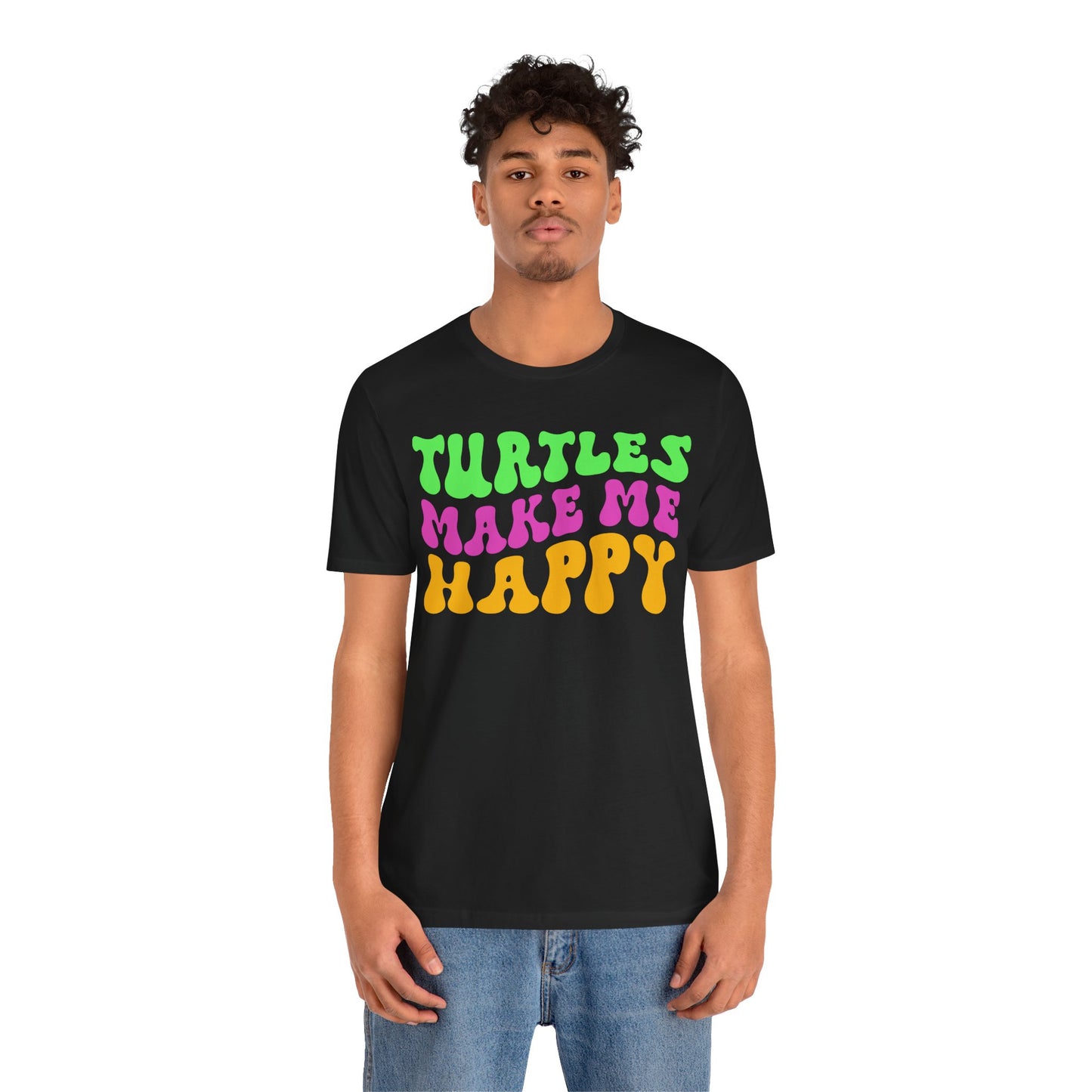 "Turtles Make Me Happy" Unisex Jersey Tee - Casual Everyday Wear - Great for Reptile Lovers