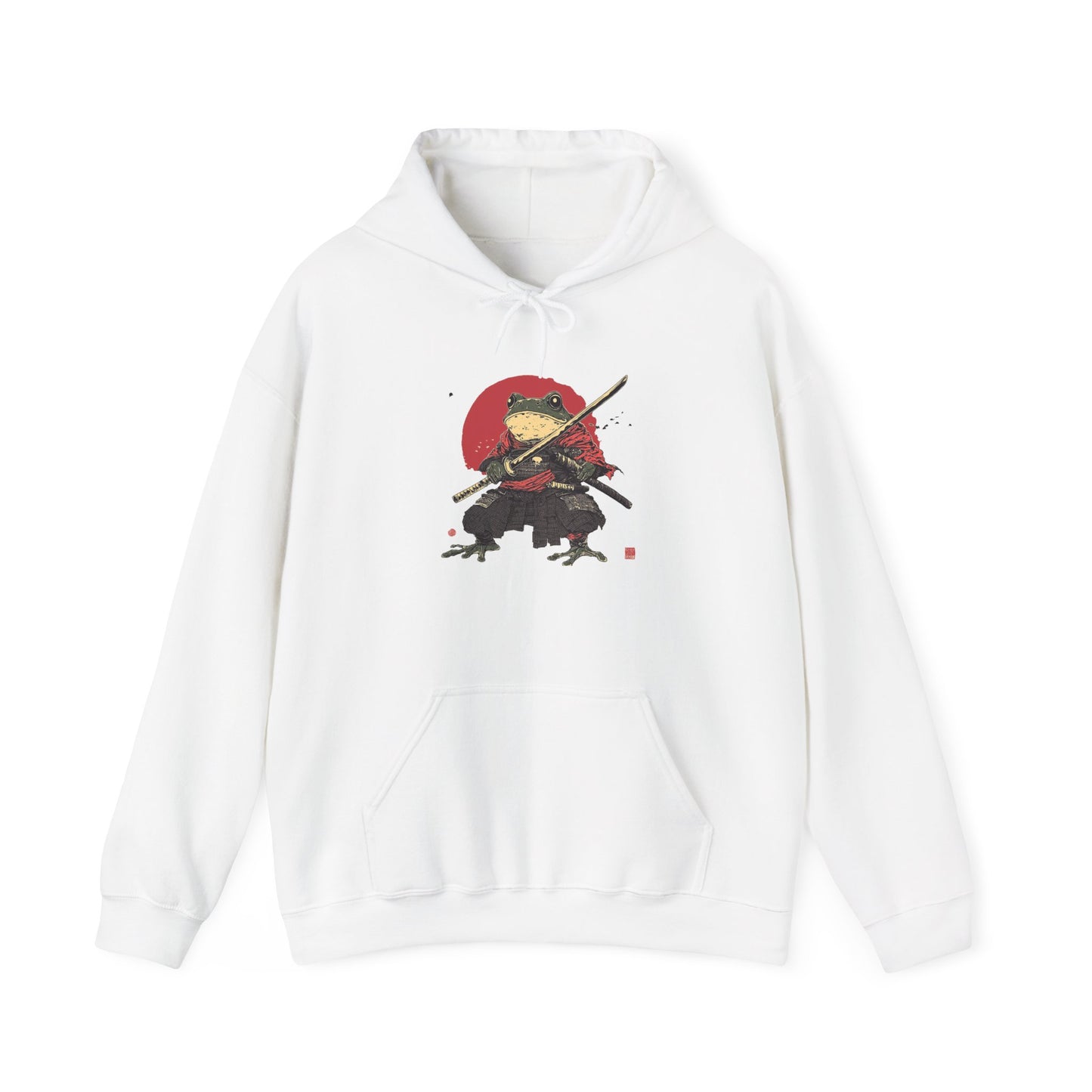 Samurai Frog Unisex Hooded Sweatshirt with Bold Print - Great for Reptile Lovers