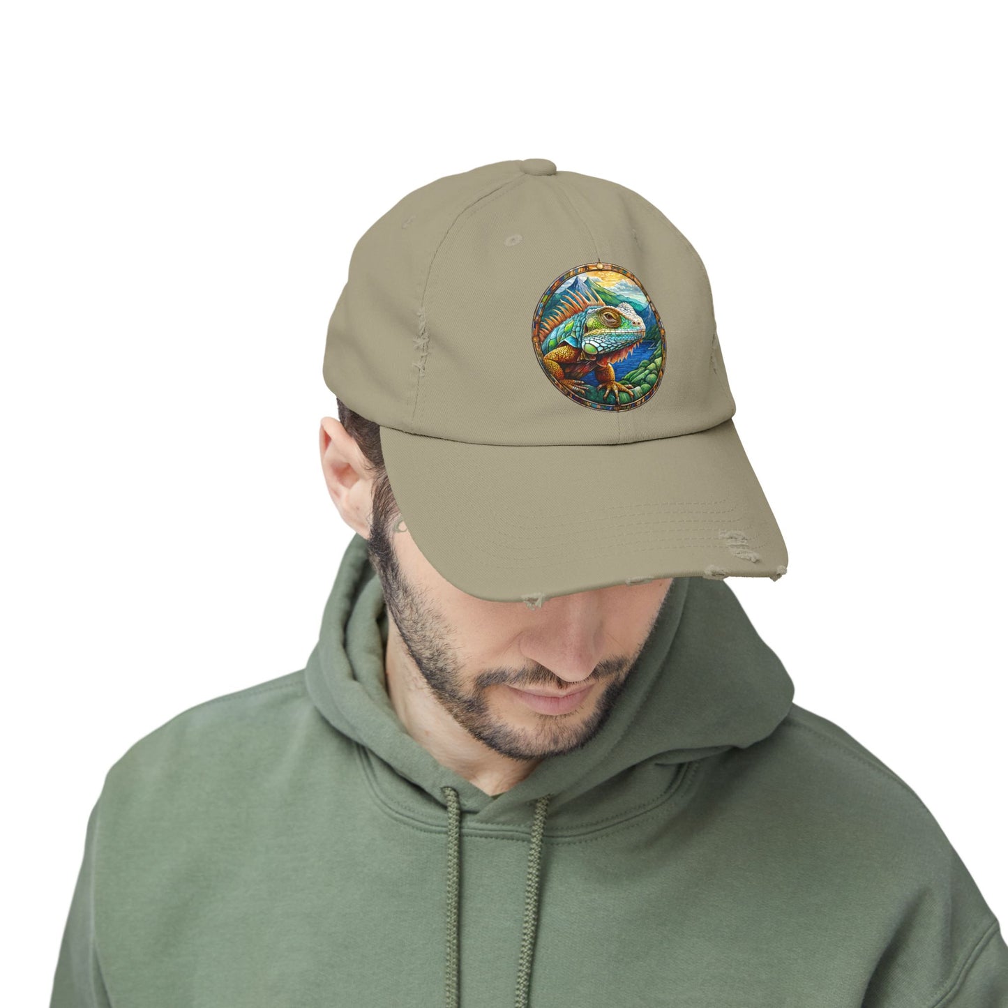 Iguana Unisex Distressed Cap - Casual Streetwear Hat for Everyday Use - Great for Reptile Lovers