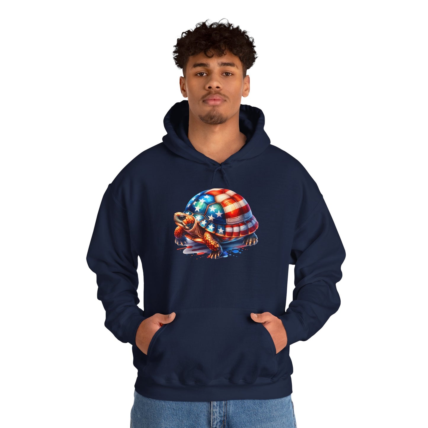 Flag Turtle Cozy Unisex Hooded Sweatshirt with Bold Print - Great for Reptile Lovers