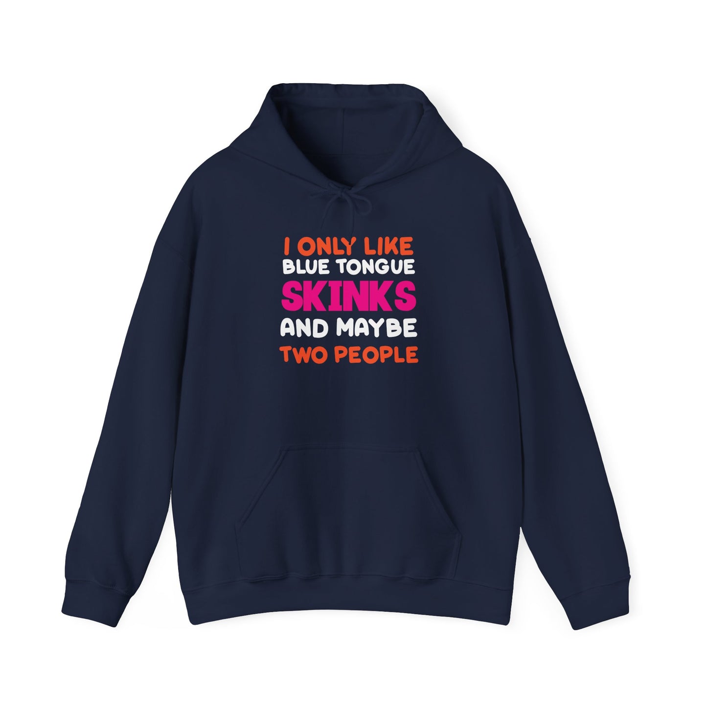 "Blue Tongue Skinks and Maybe 2 People" Unisex Hooded Sweatshirt with Bold Print - Great for Reptile Lovers