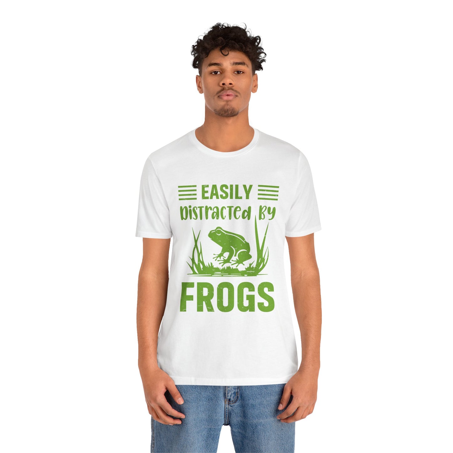 "Easily Distracted by Frogs" Print Unisex Jersey Tee - Casual Everyday Wear - Great for Reptile Lovers