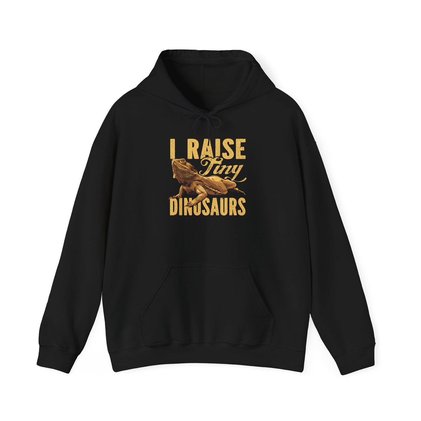 "I Raise Tiny Dinosaurs" Cozy Unisex Hooded Sweatshirt with Bold Print - Great for Reptile Lovers