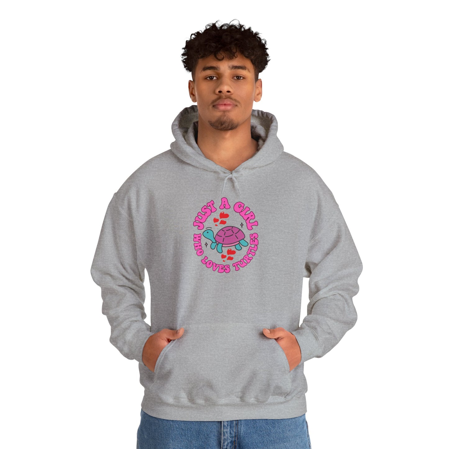 "Just a Girl Who Loves Turtles" Unisex Hooded Sweatshirt with Bold Print - Great for Reptile Lovers