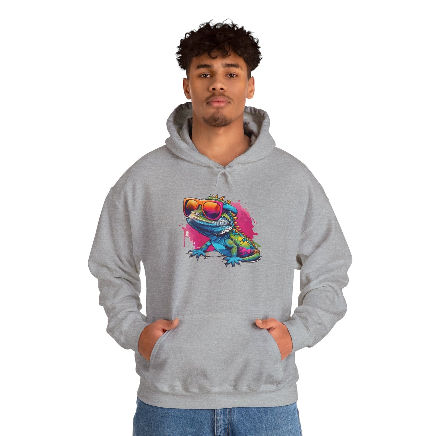 Cool Lizard Unisex Hooded Sweatshirt with Bold Print - Great for Reptile Lovers