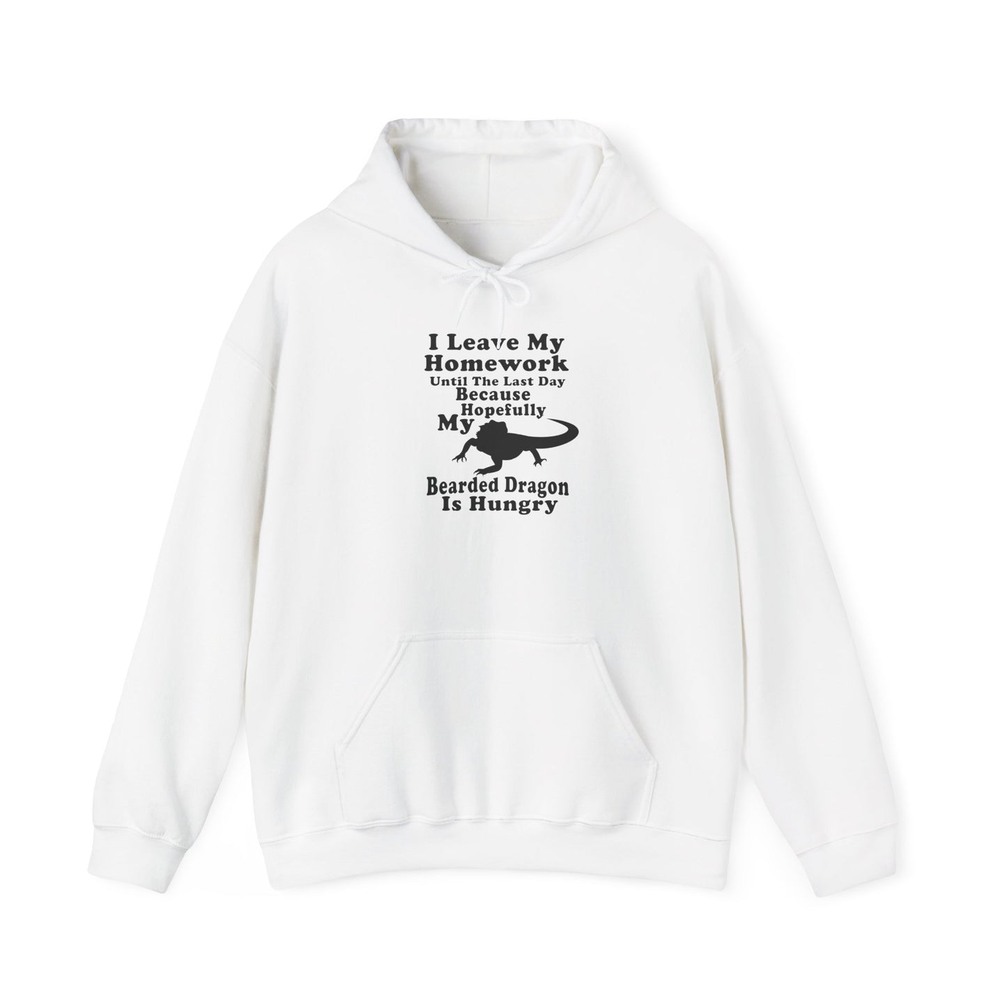Homework Hungry Bearded Dragon Unisex Hooded Sweatshirt with Bold Print - Great for Reptile Lovers