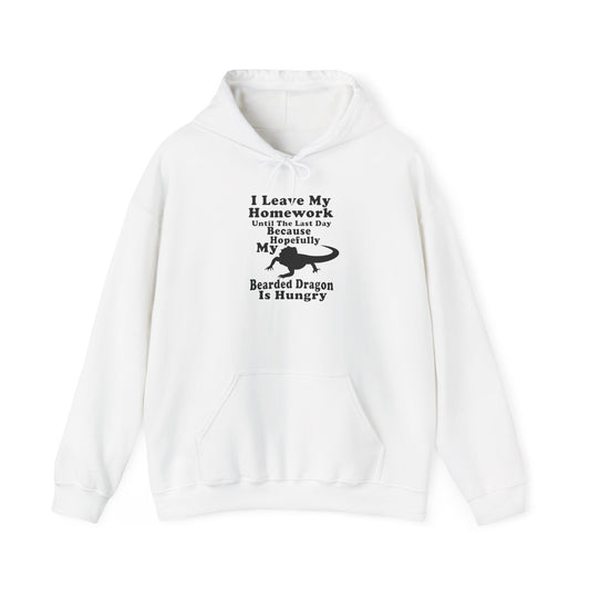 Homework Hungry Bearded Dragon Unisex Hooded Sweatshirt with Bold Print - Great for Reptile Lovers