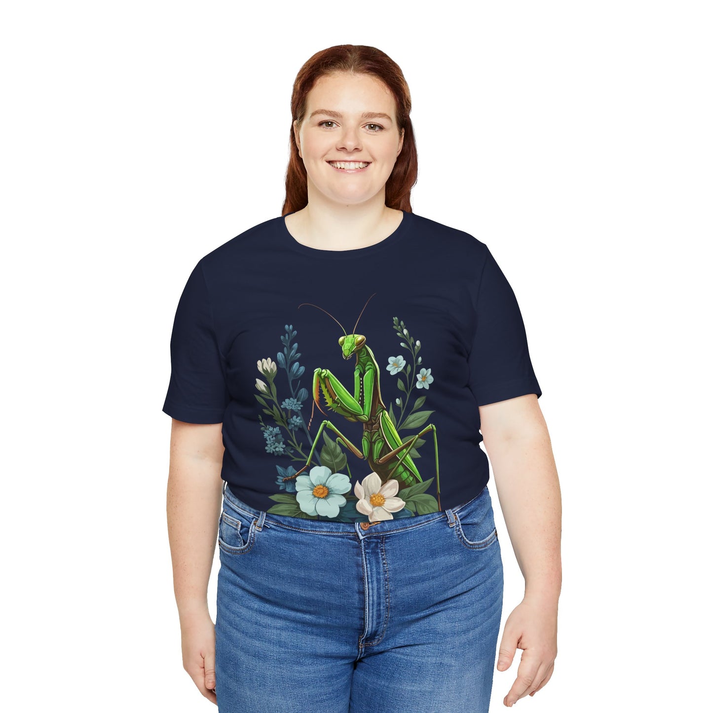 Mantis in the Flowers Unisex Jersey Tee - Casual Everyday Wear - Great for Insect Lovers