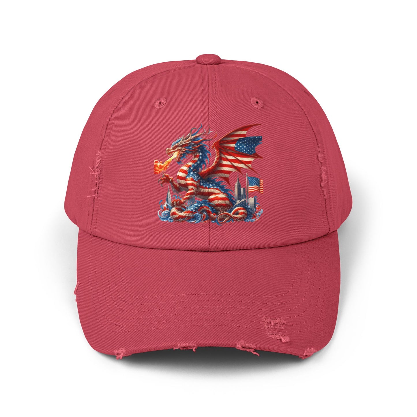 Dragon Flag Unisex Distressed Cap - Casual Streetwear Hat for Everyday Use - Great for Reptile Lovers