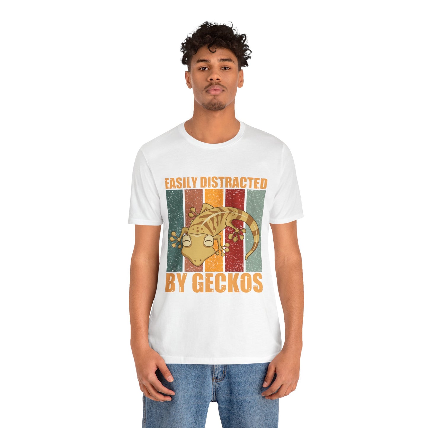 "Easily Distracted By Geckos" Unisex Jersey Tee - Casual Everyday Wear - Great for Reptile Lovers
